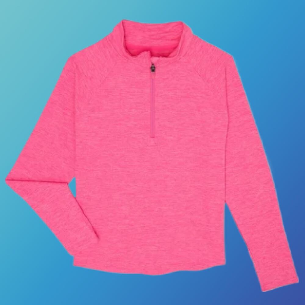 Girls Pink Active Long Sleeve Layering Tee with Zipper Neck Detail Size L 10/12